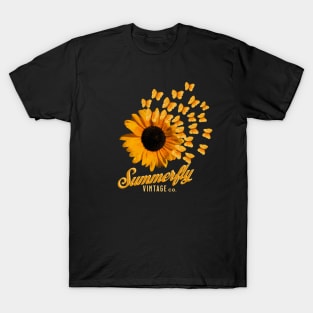 SUNFLOWER & Butterflies - Summerfly Vintage T-Shirt